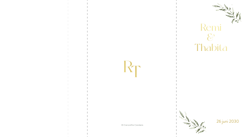 Trouwkaart drieluik mapje wit olijf goud