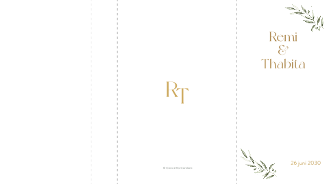 Trouwkaart drieluik mapje wit olijf goud