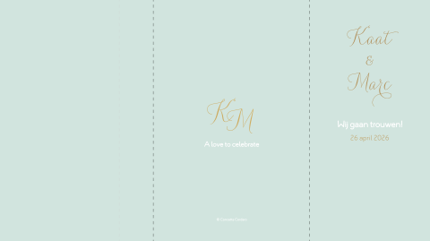 Trouwkaart drieluik mapje Bridgerton style