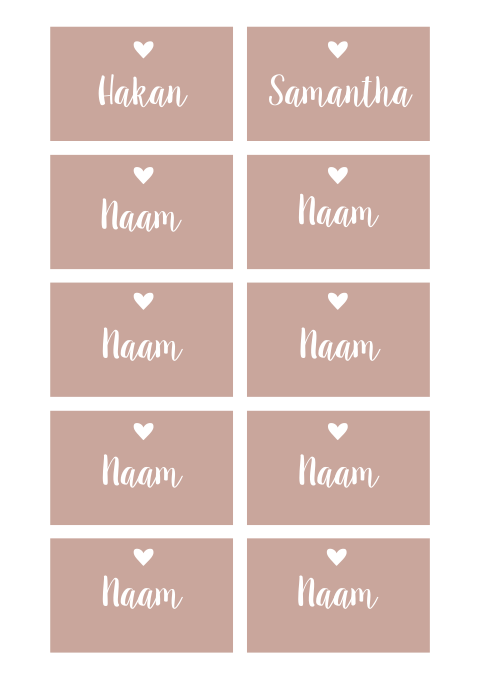 Naamkaartjes blushroze wit