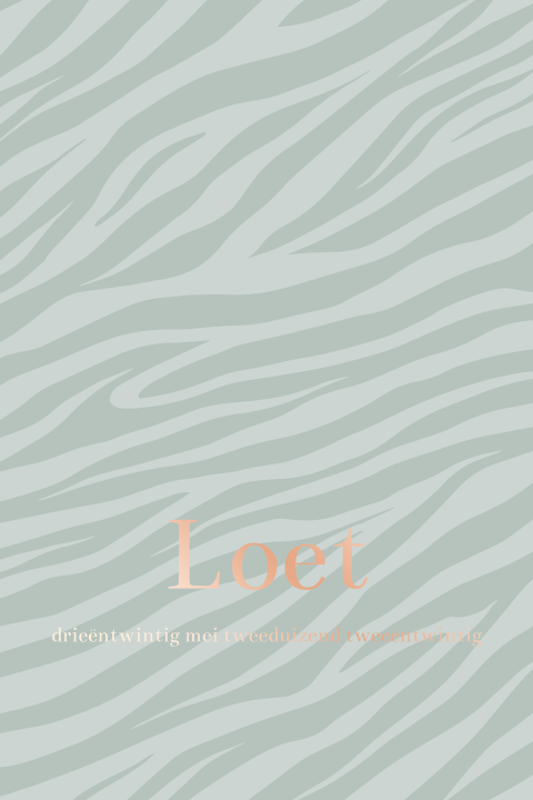 Geboorte poster staand zebra print rosefolie
