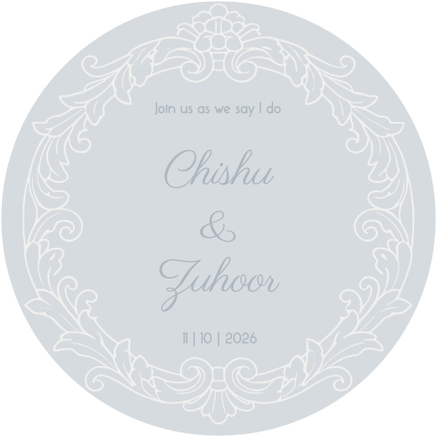Ronde save the date kaart blauw wit Blissful Blue