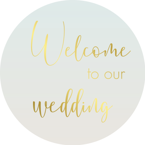 sluitsticker beach vibes met goudfolie 44 mm