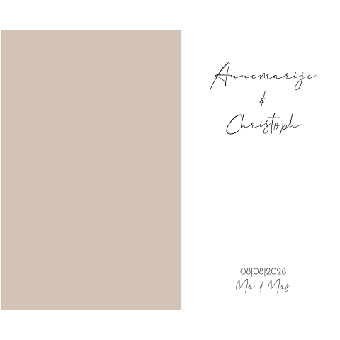 Trouwkaart golfrand beige wit
