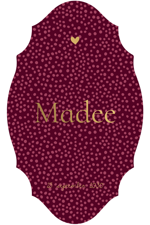 geboortekaartje meisje roze rood goud stippen