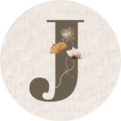 sluitsticker linnen look met droogbloemetjes
