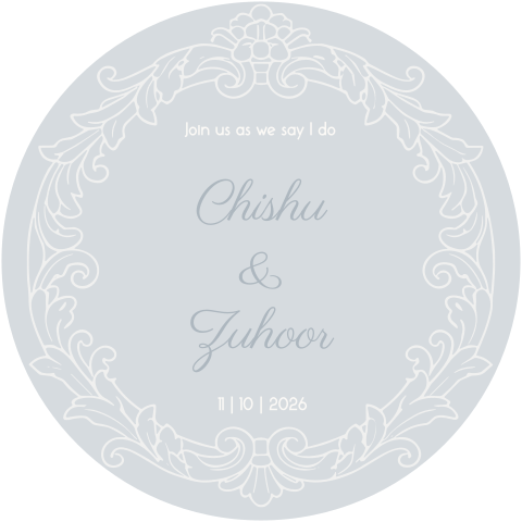 Ronde save the date kaart blauw wit Blissful Blue