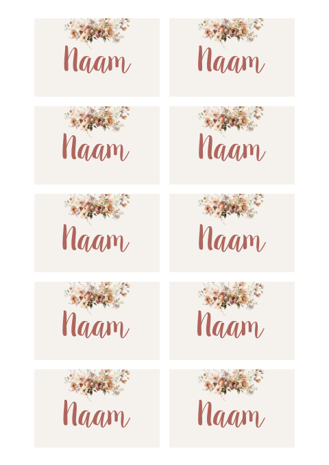 naamkaartjes floral chic beige