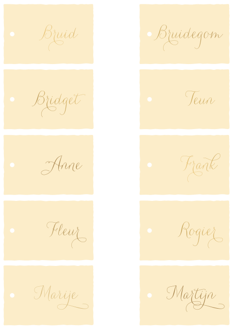 Naamkaartjes handgeschept papier look gaatje