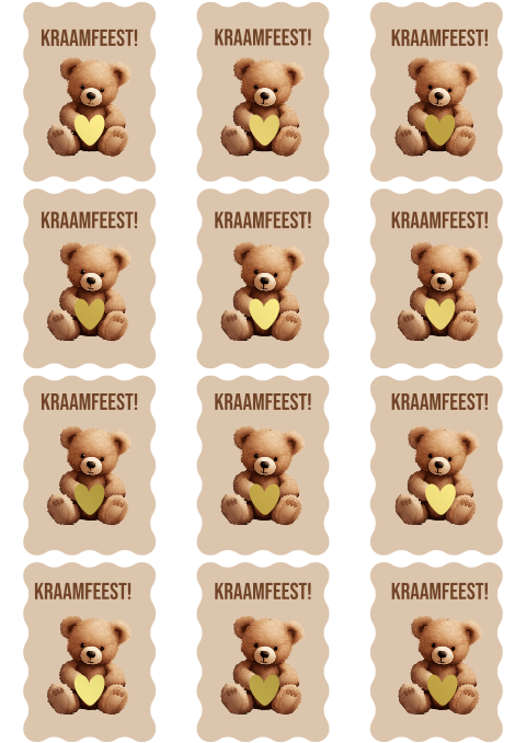 Kraamborrel kaartjes label golfrand staand