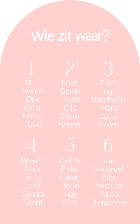 Tafelschikking bord boog roze
