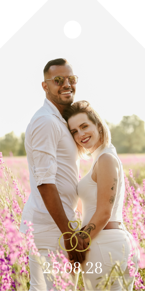 los label voor aan je trouwkaart