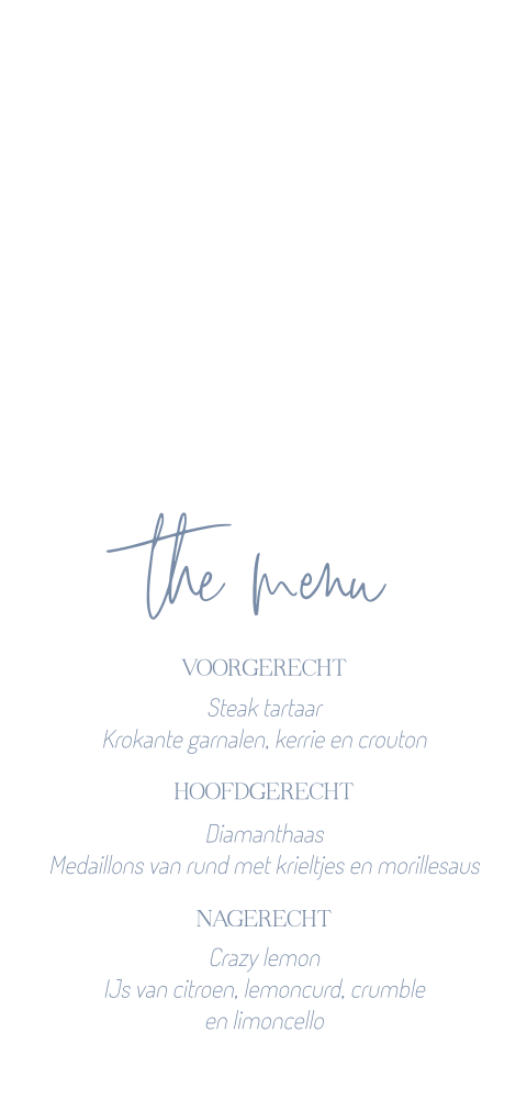 Menukaart blauw