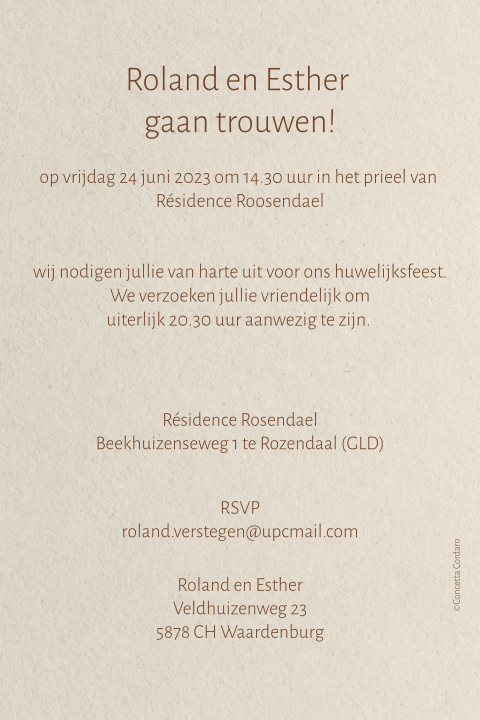Trouwkaart kalkpapier goudfolie