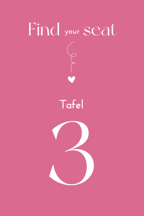 tafelnummer roze wit