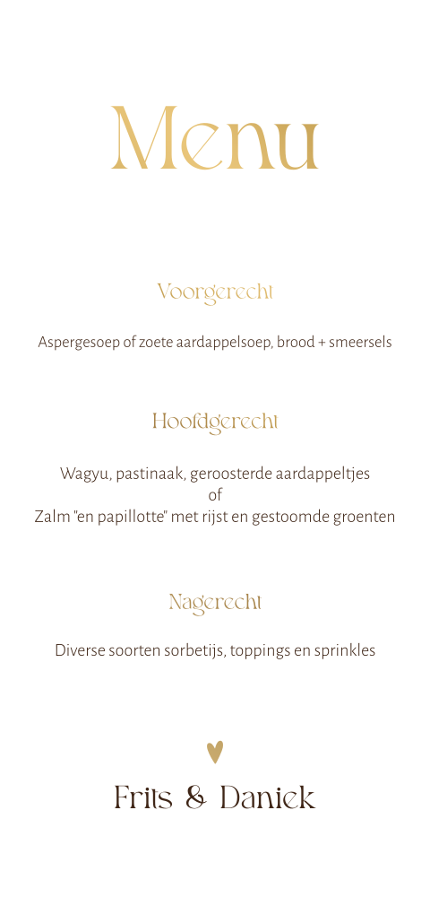 Menukaart kalkpapier goudfolie langwerpig