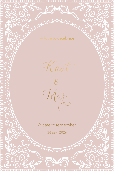 Save the date bridgerton stijl licht roze goud