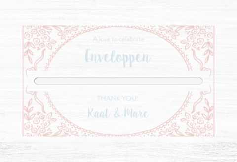 Enveloppendoos wit roze blauw