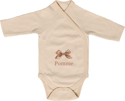 Rompertje met naam lange mouw ecru baby