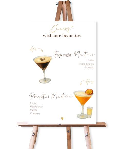 Signature cocktail bruiloftbord