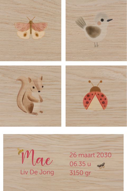 Houten blokken bedrukken met diertjes