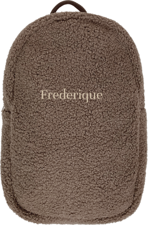 Rugtas teddy groot bruin taupe