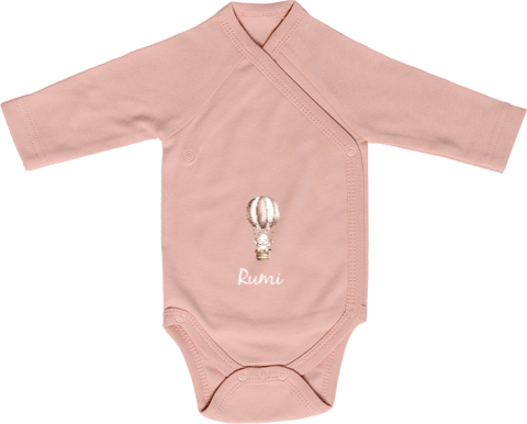 Rompertje met naam lange mouw oudroze baby