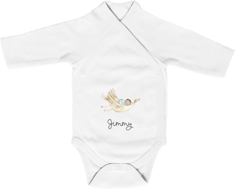 Rompertje met naam lange mouw wit baby