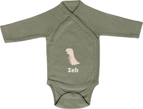 Rompertje met naam lange mouw oudgroen baby