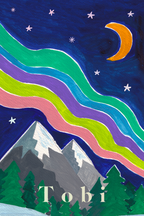 Geboortekaartje Noorderlicht Gouache Tobi
