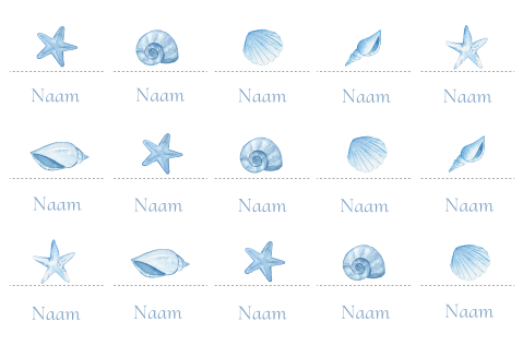Naamkaartjes schelpenprint