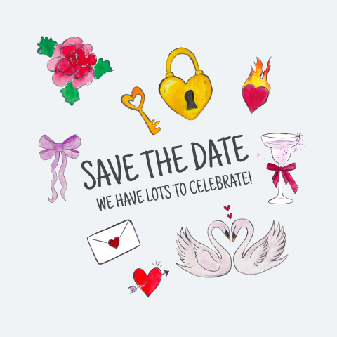 Save the date Doodles Blauw Hanna Tom