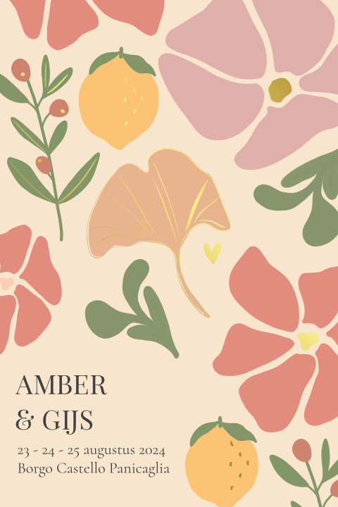 Trouwuitnodiging Italiaans dubbel staand