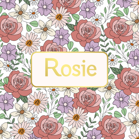 Geboortekaartje Rozenprint rood paars