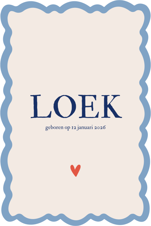 Geboortekaartje boogjesrand beige blauw
