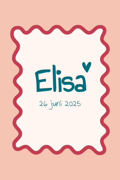 Geboortekaartje golvend perzik & framboos