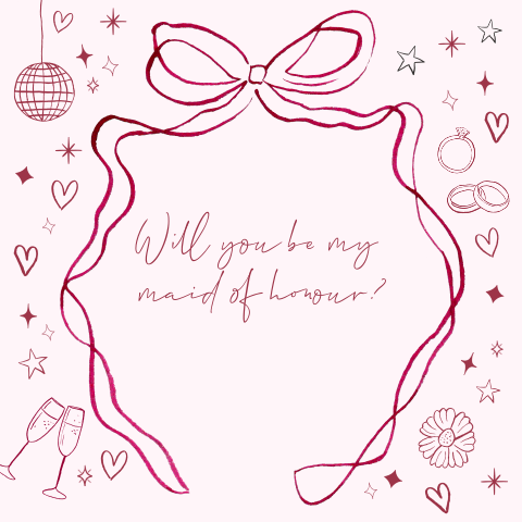 Getuigenkaartje vierkant strik