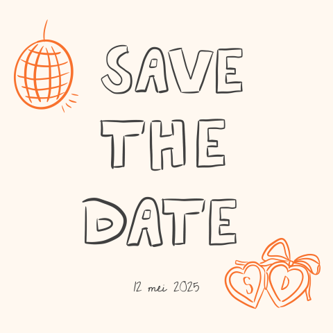 Save the date geschreven Sanne & Dave