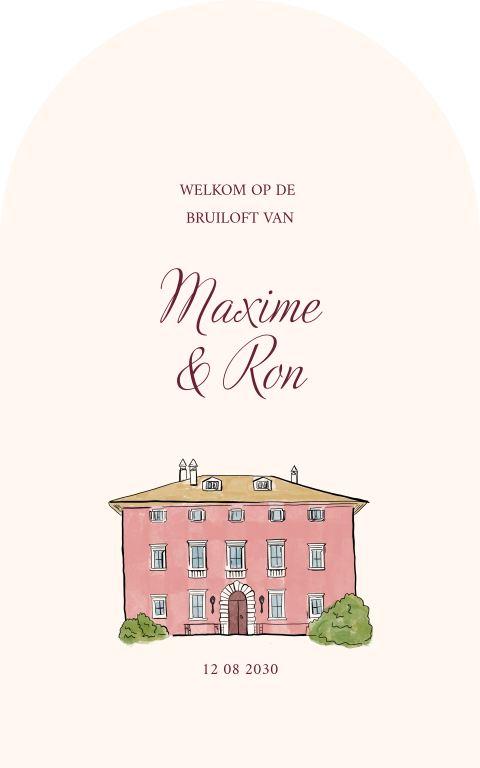 Bruiloftsbord Romantisch Locatie getekend Maxime Ron