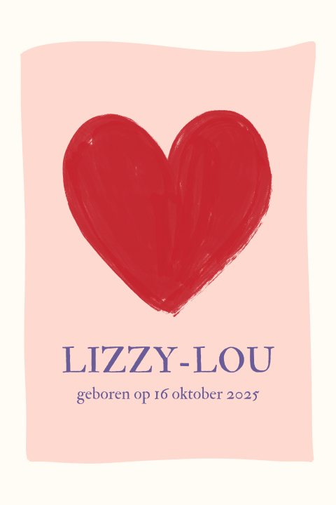 Geboortekaartje groot hartje