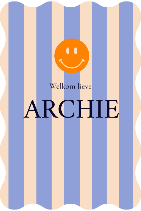 Geboortekaartje streepjes smiley Archie