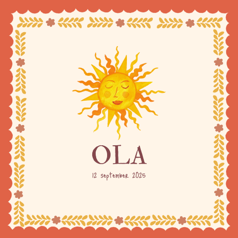 Geboortekaartje Zon Ola