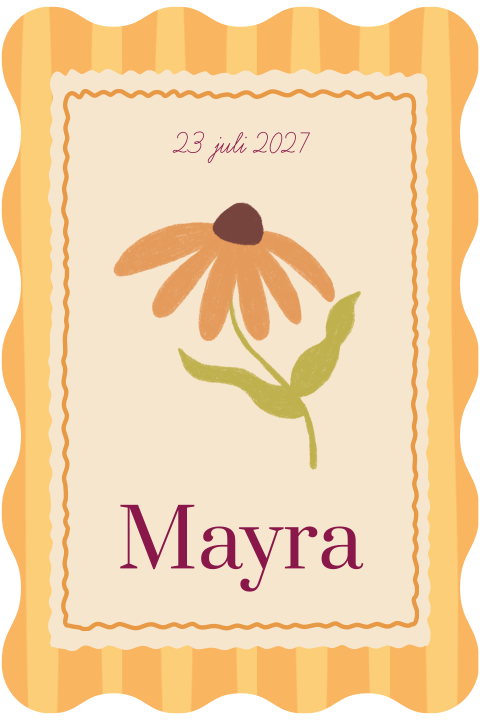 Geboortekaartje stans golvend geel bloem zonnehoed Mayra