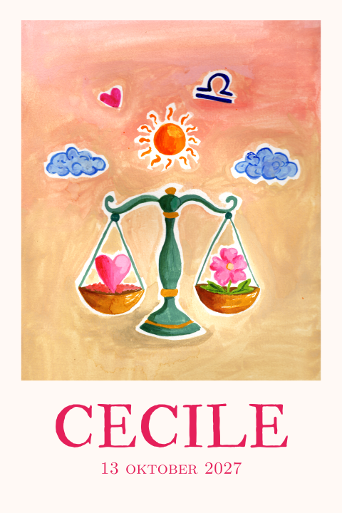 Geboortekaartje Weegschaal Gouache Cecile