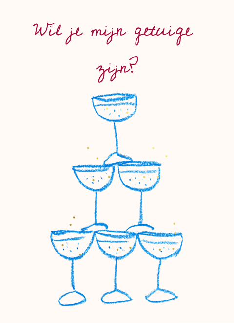 Wijnetiket Getekende cocktailtoren Angelique Dennis