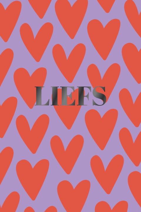 Wenskaart Hartjesprint paars rood liefs valentijn