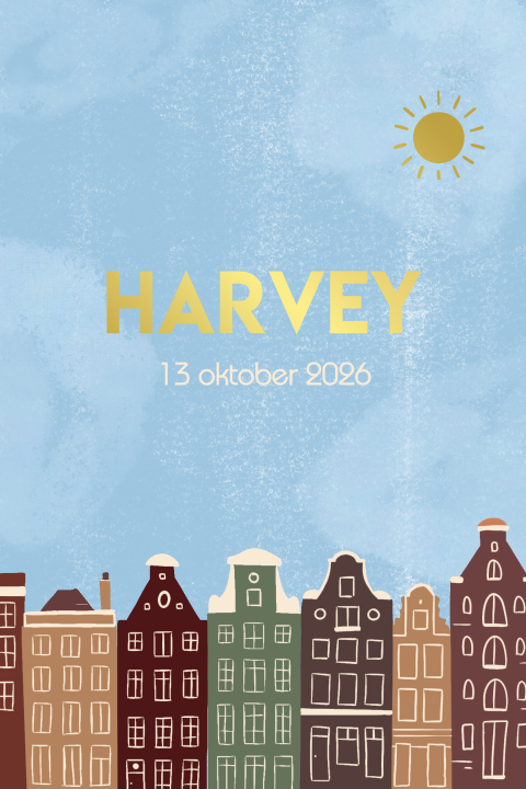 Geboortekaartje Grachtenpandjes Harvey