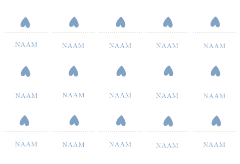 Naamkaartjes plain wit met blauw hartje