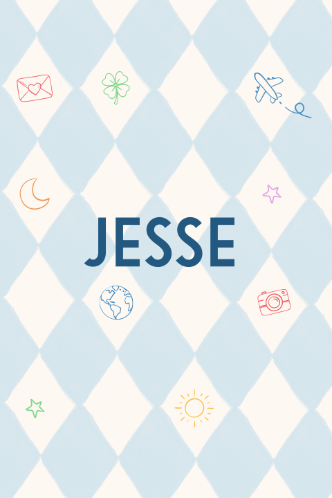 Geboortekaartje ruitjes tekeningen Jesse