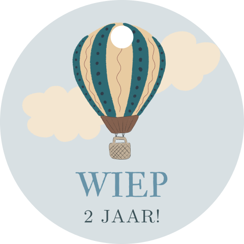Label 40x40mm Luchtballon Wiep